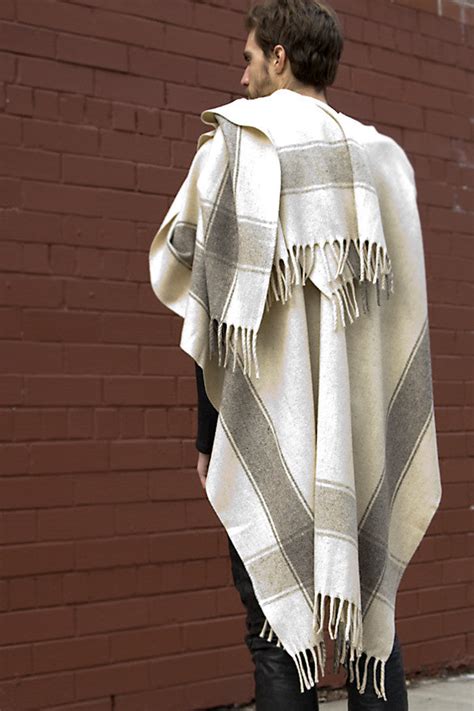 Classic Unisex Poncho Long With Fringe 100 Wool Artisan Made Mexico