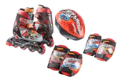 Set De Patines Hot Wheels Casco Rodilleras Env O Gratis Cuotas Sin Inter S