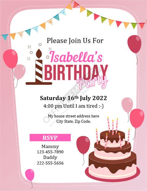 Free Baby Birthday Invitation Card Templates for MS Word by Office Templates Online on Dribbble