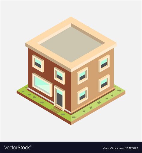 Flat D Isometric House Royalty Free Vector Image