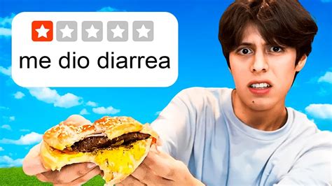 Probé las Comidas con Peores Reseñas YouTube