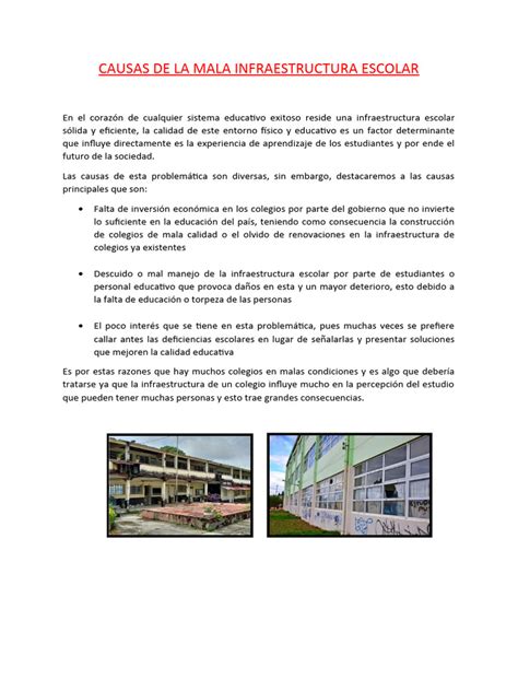 Causas De La Mala Infraestructura Escolar Pdf