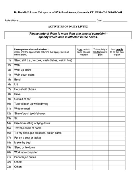 Free Printable Adl Checklist