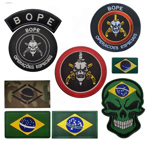 Parche De Bandera Nacional Bope Brasil D Bordado Tela Pegatina Velcro