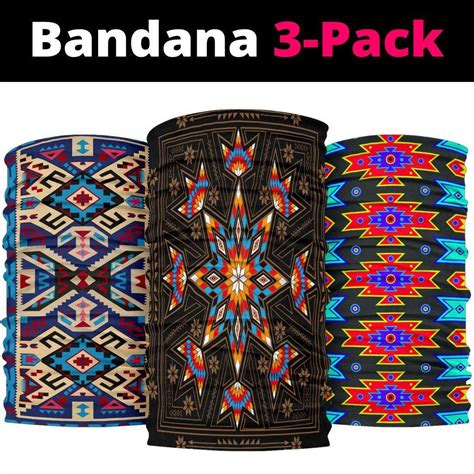 Black Geometric Native American Bandana 3 Pack