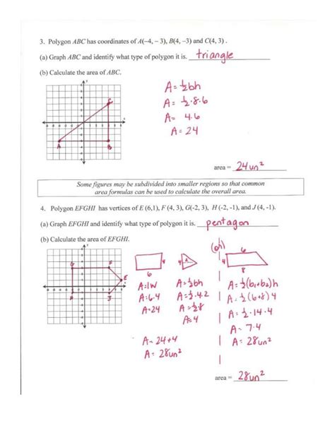 Polygons In The Coordinate Plane Worksheets Answers