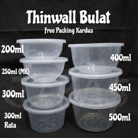 Jual Ecer 1pcs Thinwall Bulat Bowl Cup 200ml 250ml 300ml 400ml 450ml