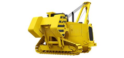 Yellow Crawler Crane With Side Boom D Rendering Stock Illustration