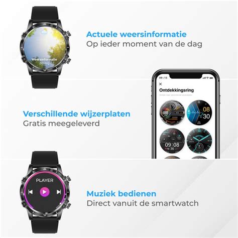 Nuvance Luxe Smartwatch Voor Dames En Heren Android En Ios 45mm Cf89 Touch Screen