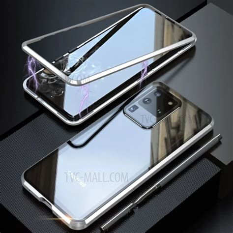 Wholesale Luphie Magnetic Metal Frame Tempered Glass Back Phone Case For Samsung Galaxy S20