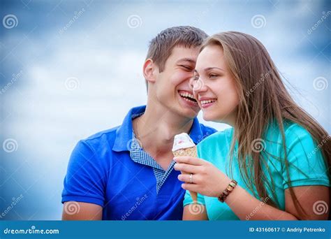 Couple Eating Ice Cream At Park Stock Image Image Of Girlfriend