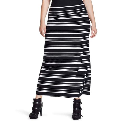 Ava And Viv Womens Plus Size Knit Striped Maxi Skirt Ebony Stripe