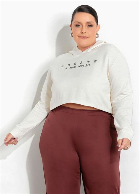 Casaco Cropped Off White Estampa Puff Plus Size Marguerite