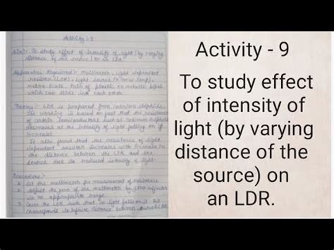 To Study Effect Of Intensity Of Light By Varying Distance Of The