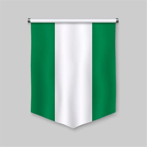 Premium Vector 3d Realistic Pennant With Flag Of Nigeria