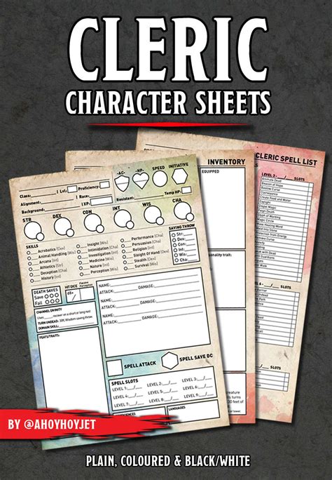 Cleric Character Sheets - Dungeon Masters Guild | Dungeon Masters Guild