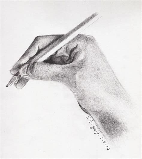 Hand Holding Pencil Drawing