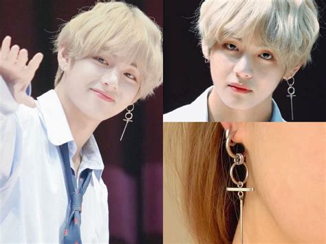 Bts V Dangle Hoop Earrings Taehyung Cross Earrings Unisex Etsy