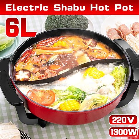 1300W 6L Stainless Steel Electric Hot Soup Pots Non Stick Smokeless