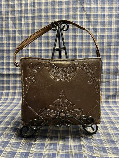 Antique Edwardian Purse Tooled Leather Art Nouveau Gem