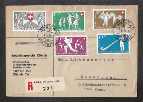 1951 Satzbrief Pro Patria Einschreiben Eisenach ZÜRICH Kaufen auf