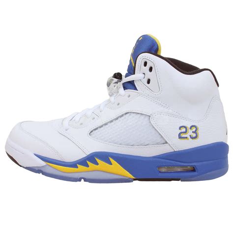 Nike Air Jordan 5 V Retro Laney White Blue Yellow 2013 Mens Basketball