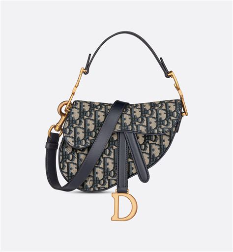 Mini Saddle Bag With Strap Blue Dior Oblique Jacquard Dior