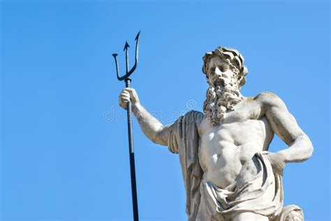 Neptune statue stock image. Image of mythology, blue - 15422405