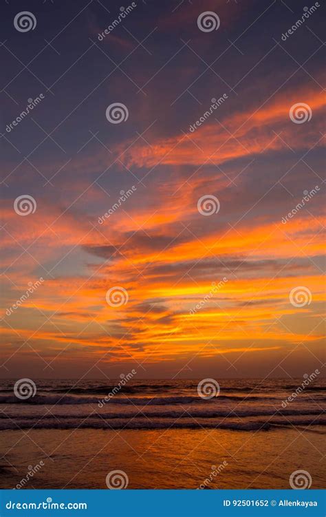 Amazing Sunset at Arambol Beach, North Goa, India Stock Photo - Image ...