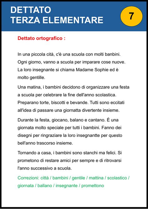 Dettati Terza Elementare 8 Esercizi Gratuiti Da Stampare