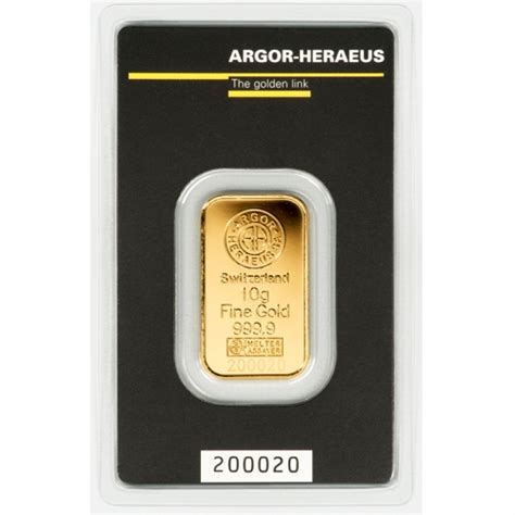 10 Gram Argor Heraeus Gold Bar