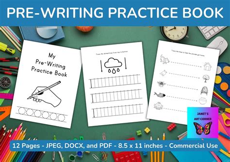 Pre-Writing Practice Book Graphic by Janet's Art Corner · Creative Fabrica