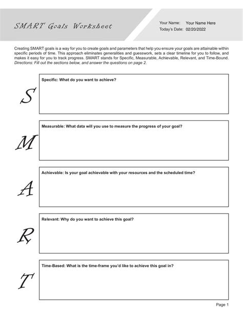 SMART Goals Worksheet PDF Template TherapyByPro Worksheets Library