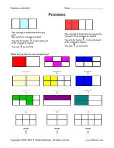 Fractions Worksheet 1 - Rectangles Worksheet for 2nd - 4th Grade ...