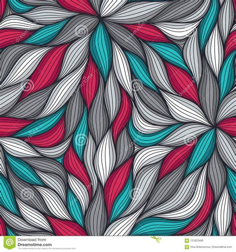 Abstract Wavy Lines Seamless Pattern Floral Organic Vector