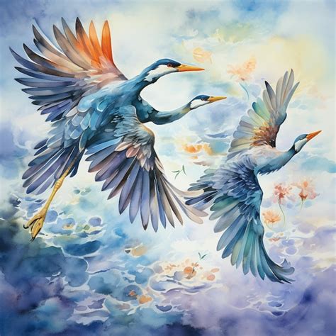 Premium AI Image | Watercolor painting of birds in flight