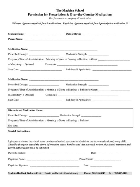 Fillable Online Parent Consent For Administration Of Medications And