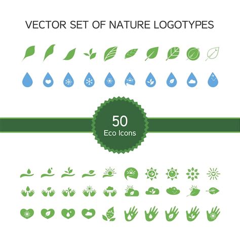 Vektor Set von 50 Ökologie Symbolen Natur Logo Premium Vektor