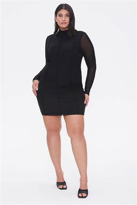 Plus Size Mock Neck Mini Dress