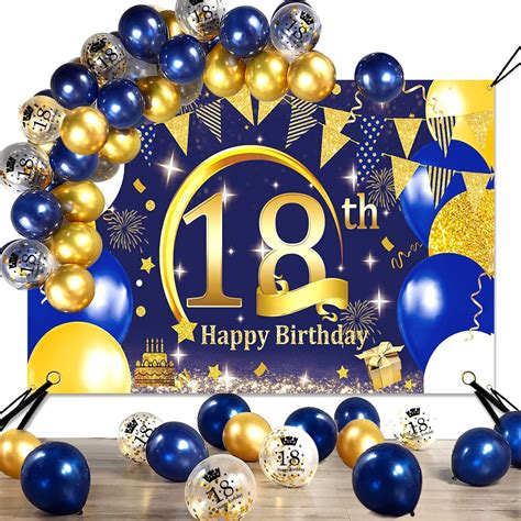 Swpeed Geburtstag Junge Deko Banner Blau Gold Deko Geburtstag