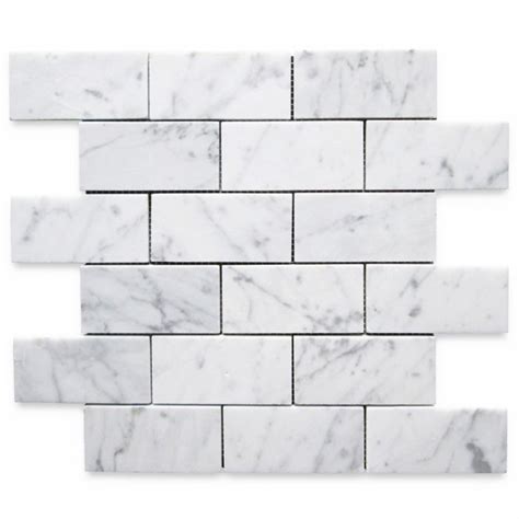 Carrara Marble Tile Italian White Carrera 2x4 Grand Brick Subway Mosaic Honed