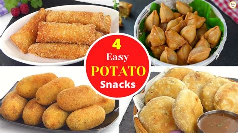 4 Easy Potato Snacks By Tiffin Box Bread Potato Roll Aloo Samosa