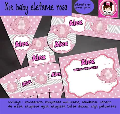 Kit Imprimible Baby Shower Niña Elefante Rosa Editable Mebuscar México