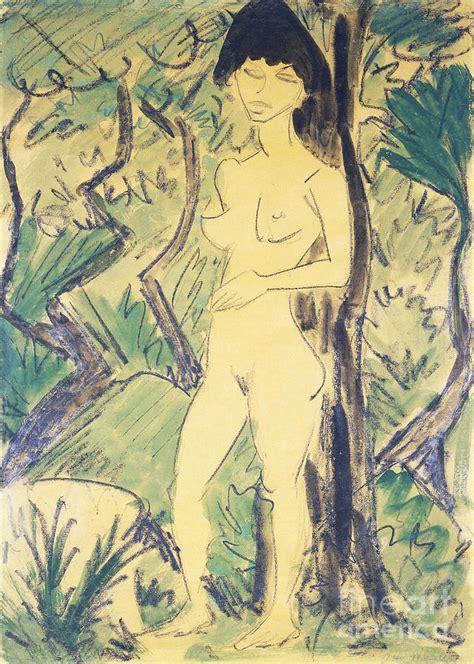 Nude In The Forest Akt Im Wald C Painting By Otto Muller Or