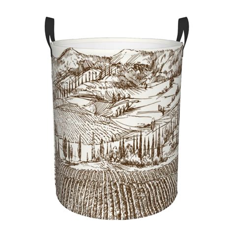 Coaee Vineyard Landscape 1 Laundry Basket With Handle Waterproof Round