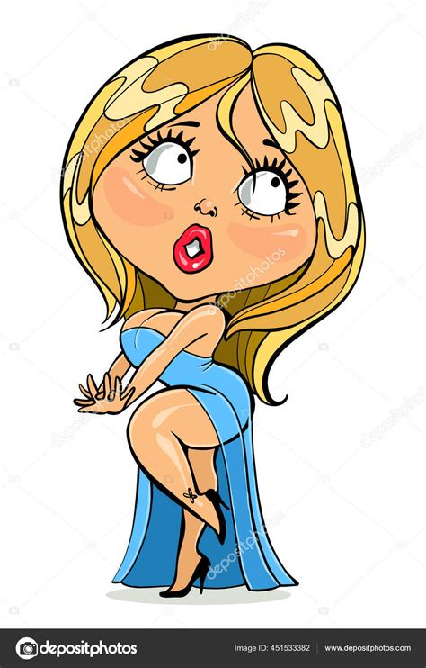 Vector Cartoon Bright Colorful Illustration Parody Funny Beautiful Sexy Blonde Stock Vector