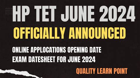 HP TET JUNE 2024 Official Notification Out HPBOSE TET JUNE 2024 EXAM