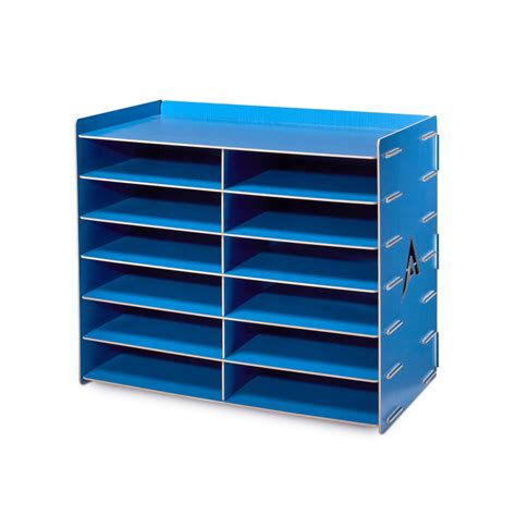 Adiroffice 12 Shelves Classroom Paper Organizer Literature Sorter Blue