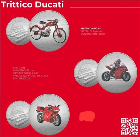 5 EURO ITALIA 2024 Ducati Trittico In Argento Colorato PREVENDITA EUR