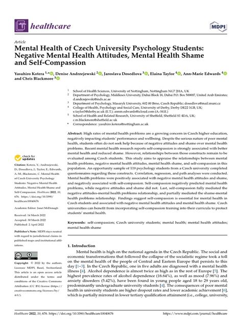 Mental Health of Czech Univers | PDF | Mental Health | Social Stigma